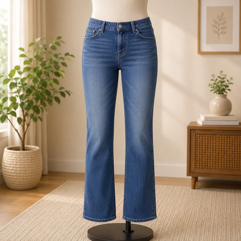 Apt. 9‎ Bootcut Jeans Womens 14 Dark Wash Blue Modern Fit Rhinestone Button